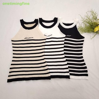 Onetimingfine Sọc Vest Nữ Cổ Tròn Không Tay Casaul Kỳ Nghỉ Mùa Hè Vỏ Sang Trọng Áo VN