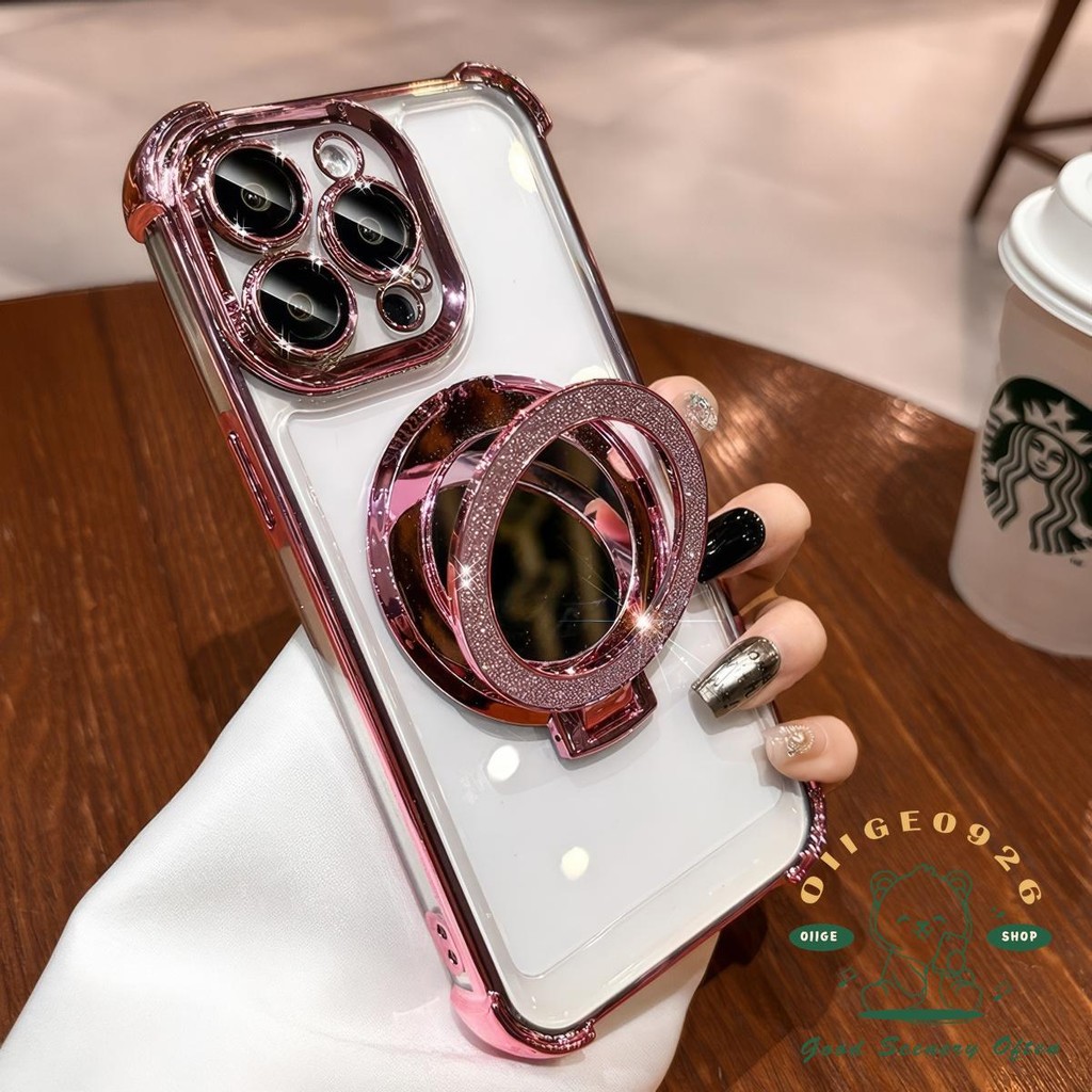 Chống Rơi Gương Từ Giá Đỡ Ốp Lưng Điện Thoại iphone16 Pro Max 15 14 13 12 11 Vỏ Cho iPhone Vỏ Silicon Mềm TPU Chống Sốc