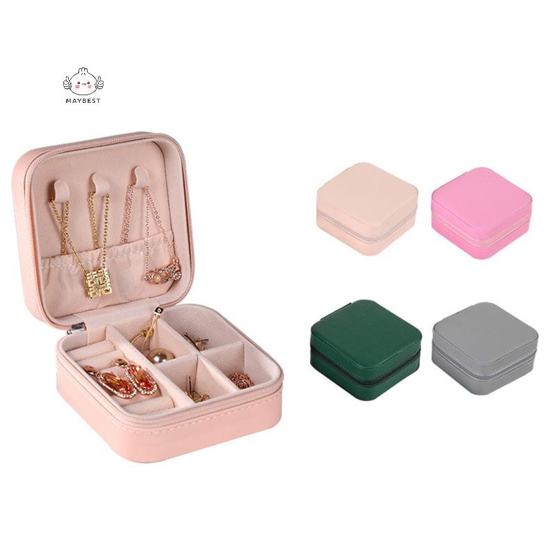 Maybest Trang Sức Người Tổ Chức Hộp Trang Sức Di Động Hiển Thị Hộp Đựng Trang Sức Du Lịch Nút Da Bảo Quản Dây Kéo Trang Sức Joyero Màn Hình {VN}