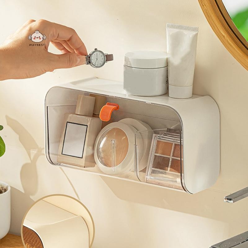Maybest Hộp Bảo Quản Nhà Vệ Sinh Treo Tường Miếng Lót Bông Hộp Bảo Quản Chống Bụi Phòng Tắm Tổ Chức Trang Điểm Son Môi Dính Trang Sức Giá Đỡ {VN}