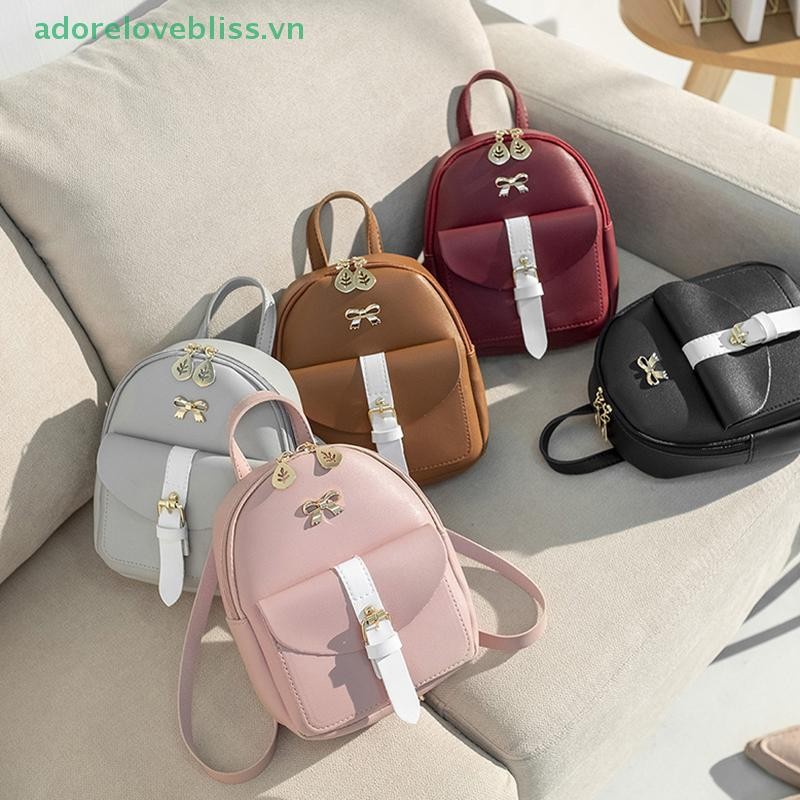 THÊM Ba Lô Nữ Ba Lô Da Dễ Thương Duyên Dáng Bagpack Túi Đi Học Nhỏ Cho Bé Gái Nơ Lá Rỗng BSS