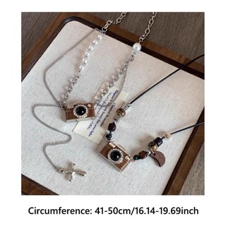 Vòng cổ mặt dây chuyền máy ảnh ASDFGER, Vòng cổ áo len Kaki cổ điển màu nâu cổ điển, Hip-Hop hợp thời trang Phụ kiện thời trang phong cách sang trọng độc đáo dành cho các cô gái mát mẻ