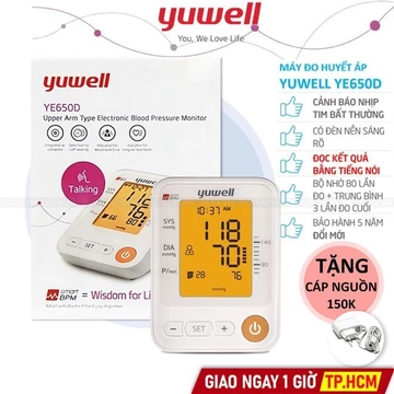 MÁY ĐO HUYẾT ÁP YUWELL YE650D - CÓ GIỌNG NÓI TIẾNG VIỆT - BẢO HÀNH 5 NĂM