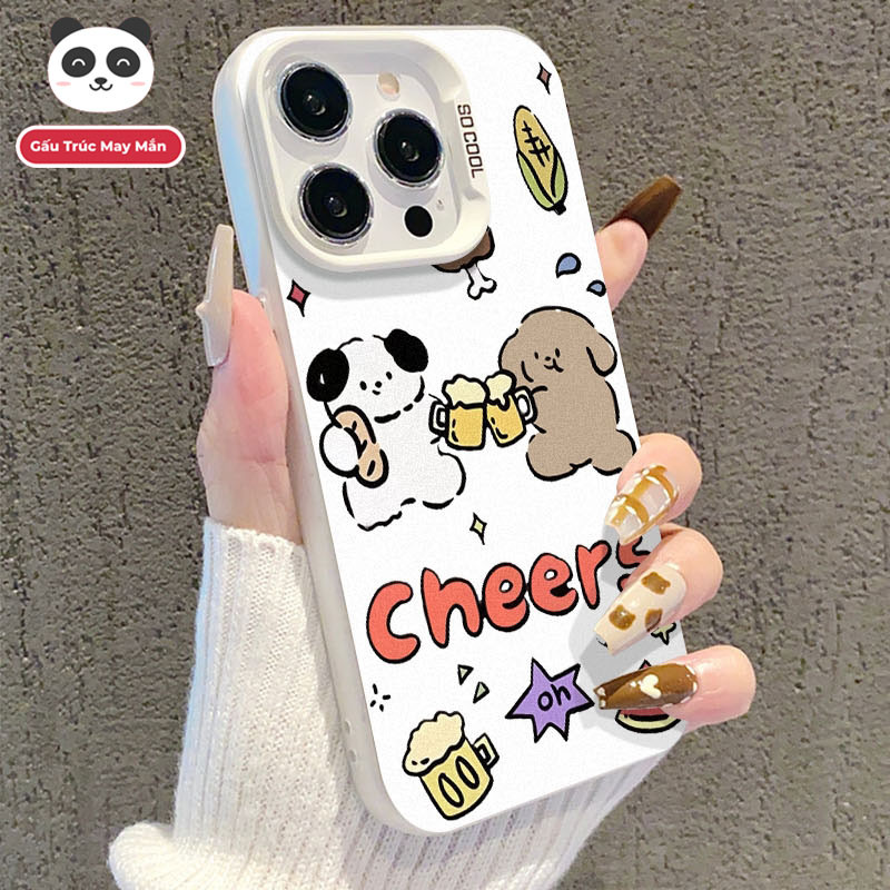 Ốp lưng iPhone công nghệ IMD hình chó úp bia - Tương thích iPhone 16/15/14/13/12/11 Pro Max/XR/XS Max