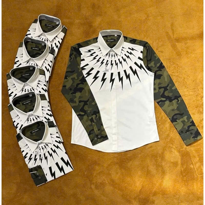 Áo Sơ Mi Sấm Chớp Phối Tay Rằn Ri KCloset Somi Vải Cotton Lụa Mềm Không Nhăn Boy Phố NA821