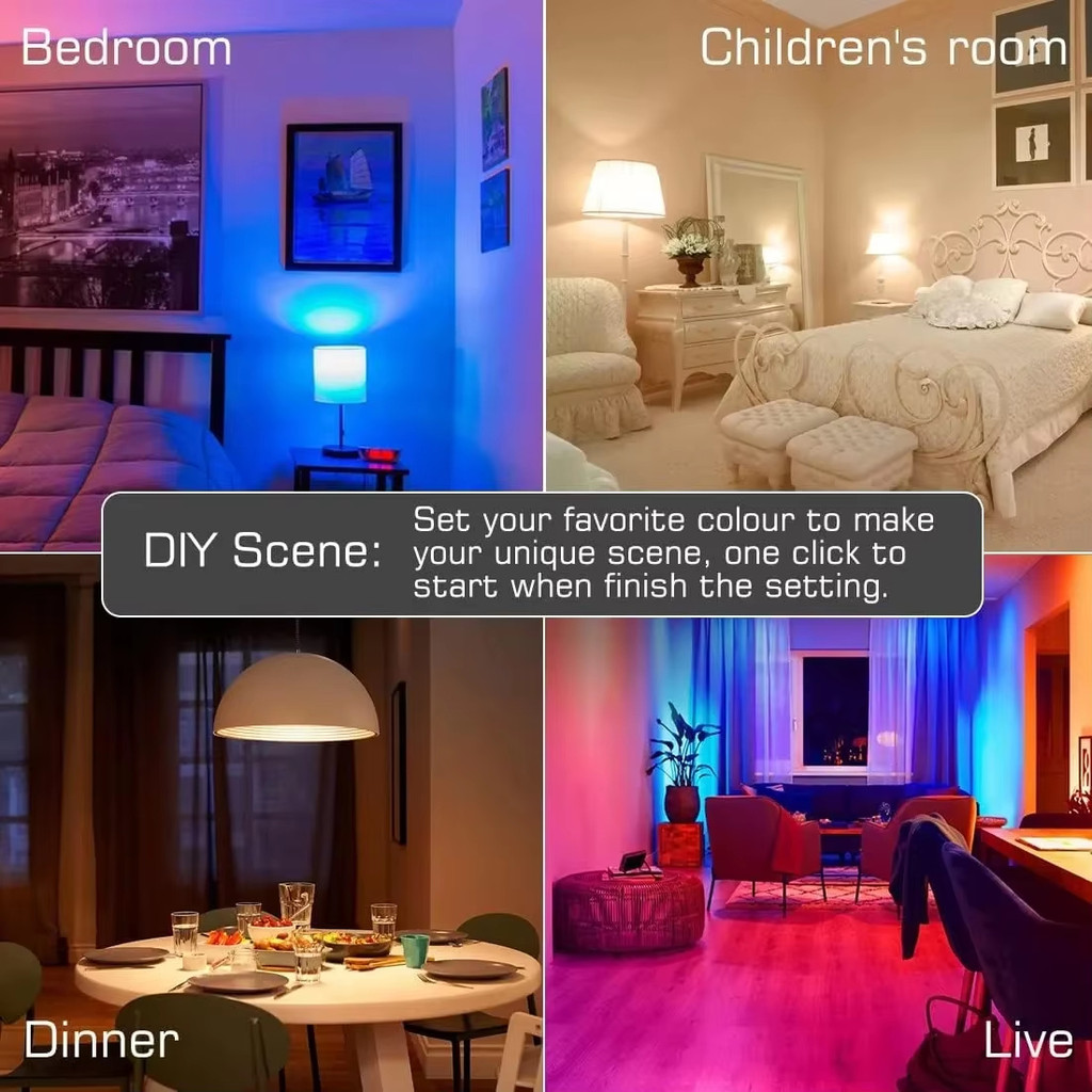 2 Bóng đèn LED WiFi thông minh E27 Điều khiển ứng dụng RGB thông minh 9W 220V Đèn đổi màu Tương thích IOS / Android Đèn thông minh Ampoule có thể điều chỉnh độ sáng cho ngoài trời trong nhà
