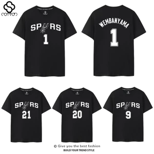 Spurs Duncan No. 21 Parker Gino Billy Vinban Yama No. 1 Áo thun ngắn tay Áo bóng rổ thể thao cỡ lớn thông thường