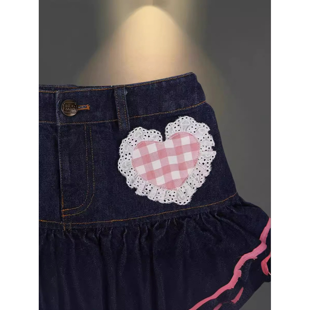 Váy Nữ Phong Cách Mới Mùa Hè Hồng Âu Mỹ Xếp Ly Váy Denim Nữ