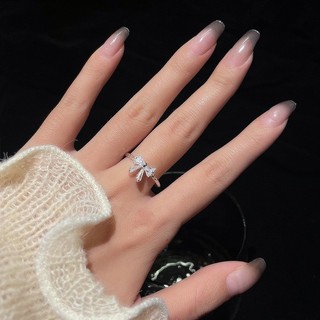 [Thời trang] Nhẫn nơ có thể điều chỉnh bằng hợp kim với trái tim ngọt ngào quyến rũ | Trang sức thời trang nữ tính, kích thước 2cm phù hợp với hầu hết các ngón tay | Tiệc & Sử dụng hàng ngày