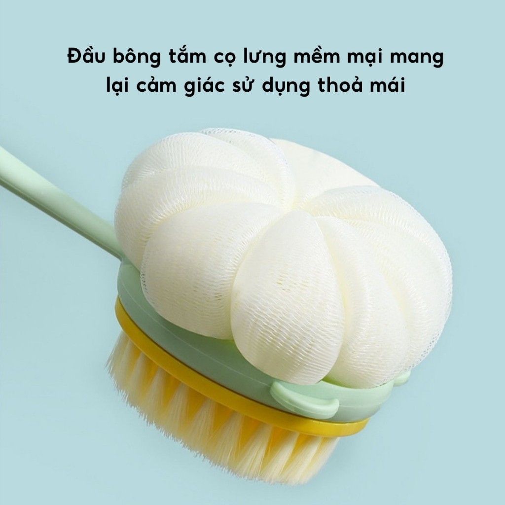 Bông Tắm Chà Lưng 2 Mặt Kèm Bàn Chải Cọ JYoohome Cây Bông Tắm Kì Lưng Tẩy Tế Bào Chết Mềm Mịn