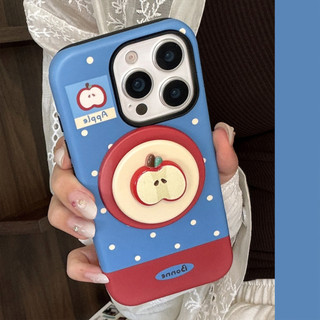 [Sheren] Ốp điện thoại giá đỡ trái cây màu đỏ ba chiều Thích hợp cho i16 15 14 13 12 11 pro max Vỏ bảo vệ chống sốc