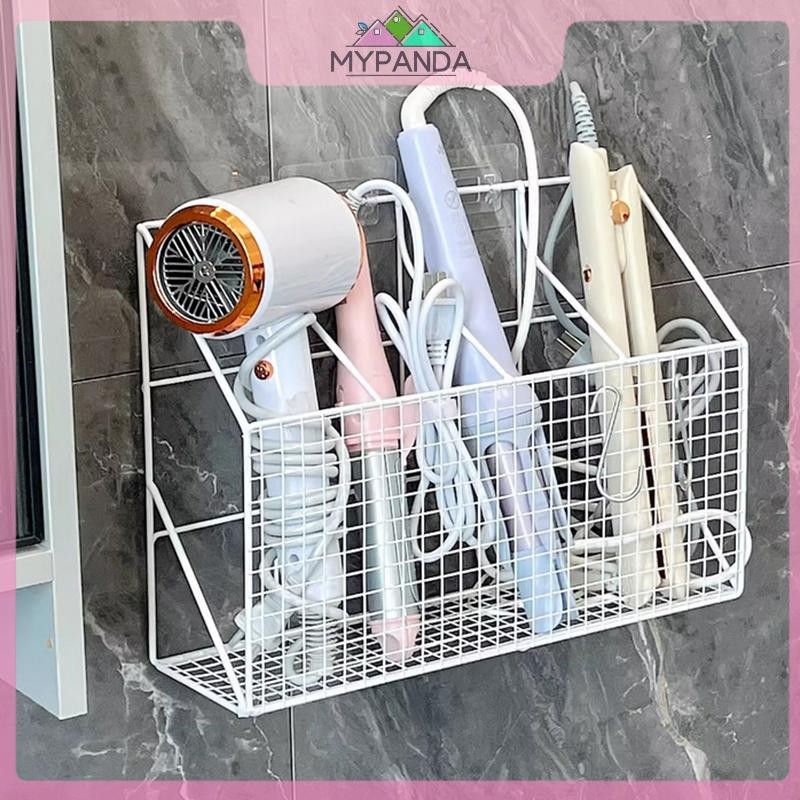 MYPANDA Giá đỡ máy sấy tóc treo tường Giá đỡ sắt uốn Dụng cụ tạo kiểu tóc có móc kệ Giá lưu trữ đa chức năng.