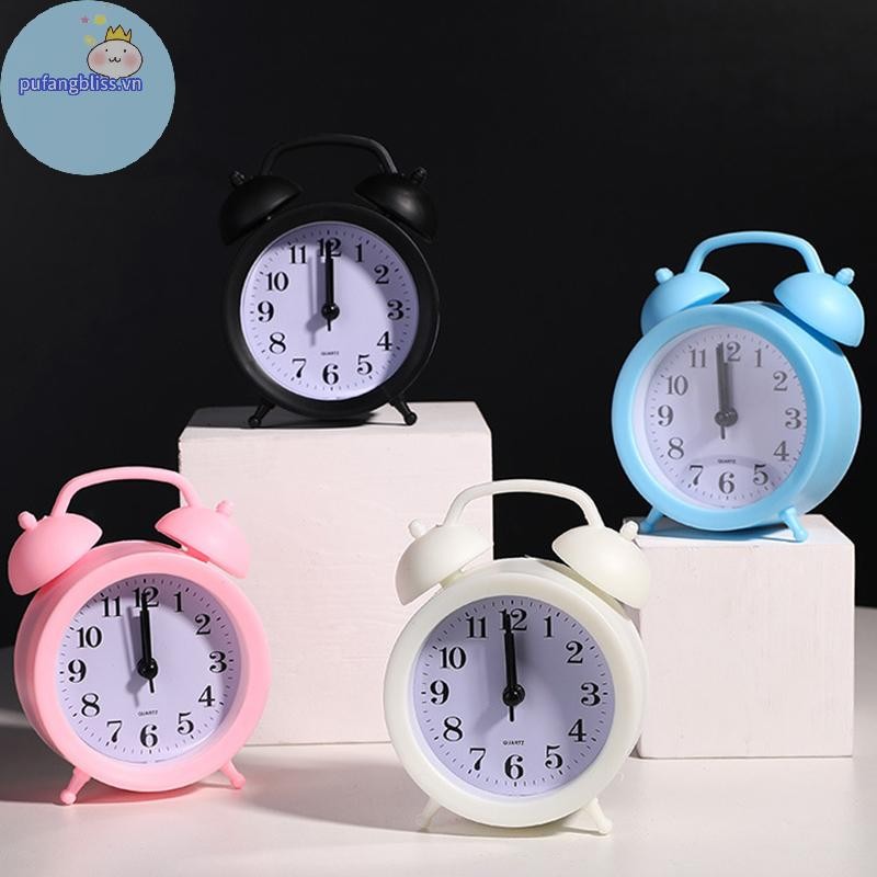 Pufangbliss Đồng Hồ Đôi Đồng Hồ Chính Xác Thời Gian Hoạt Động Tròn Đầu Giường Để Bàn Đồng Hồ Báo Thức Dễ Thương Trẻ Em Quà Tặng VN