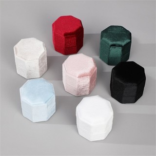 Hộp đựng nhẫn nhung hình bát giác Jay cho ba chiếc nhẫn Hộp trưng bày đính hôn Flannel mềm