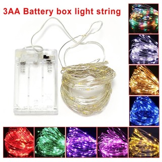 2m 5M 10M Đèn LED Dây 10M 5M Ngày Valentine Dây Bạc Cổ Tích Đèn Nhà Giáng Sinh Trang Trí Tiệc Cưới Bằng 3 * AA Hoạt Động Bằng Pin
