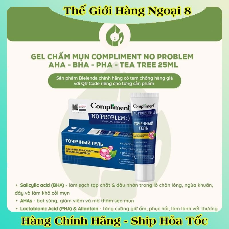 GEL BÔI MỤN cấp tốc Compliment No Problem giảm sưng, tiêu viêm, gom khô cồi mụn 25ml của Nga