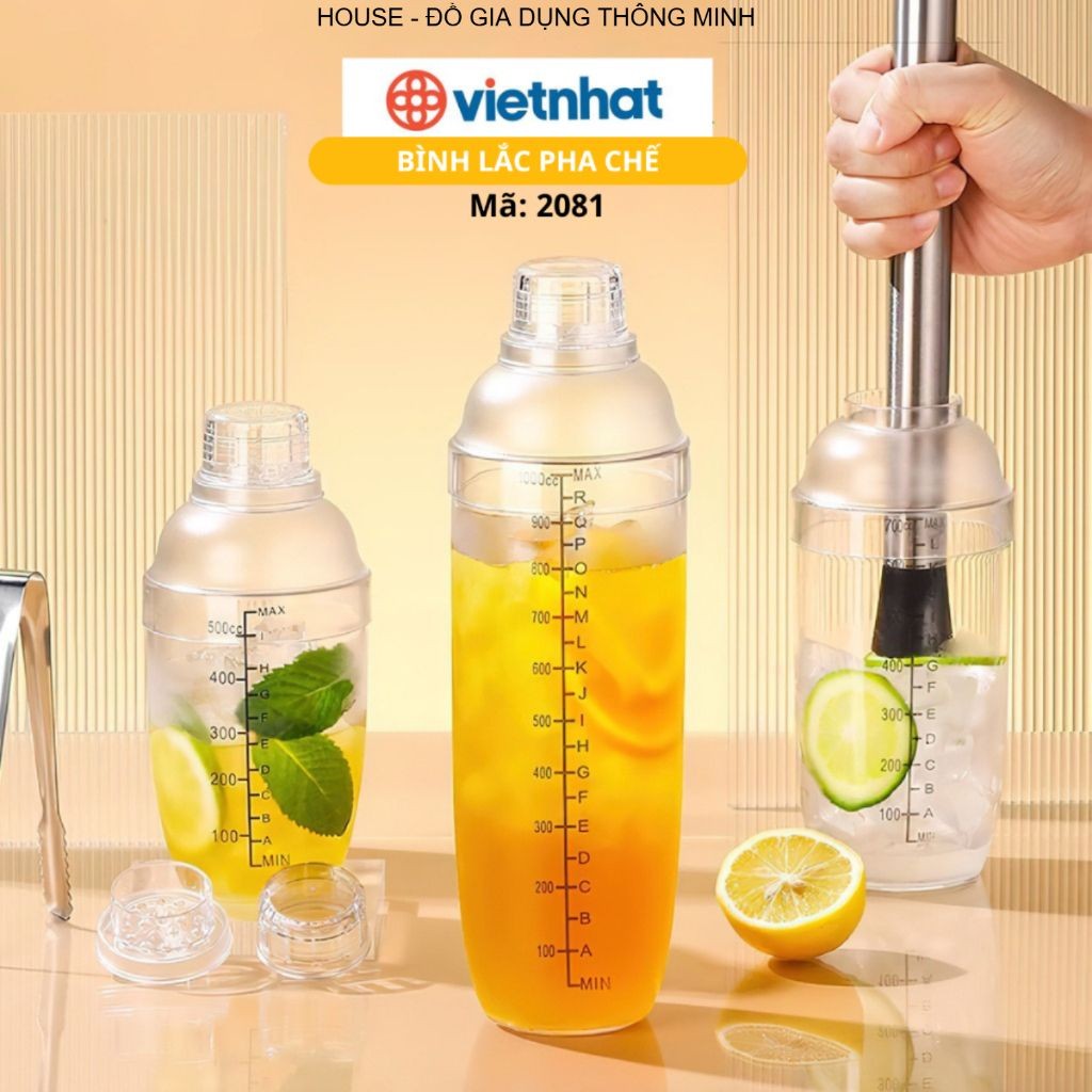 Bình Lắc Pha Chế Trong Suốt 320ml / 460ml / 600ml Chính Hãng VIỆT NHẬT