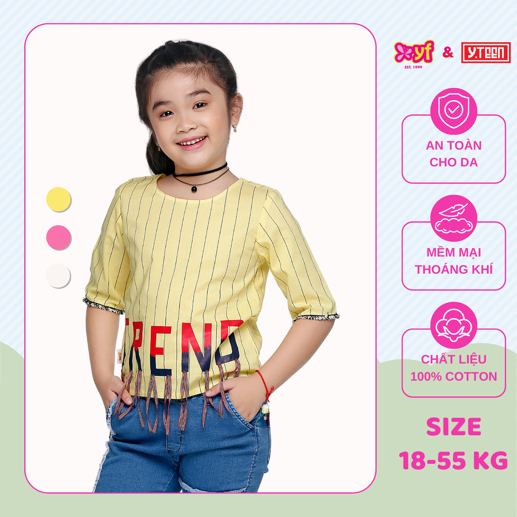 YF Áo Sọc Trang Trí Chữ Trend Cho Bé Gái Chất Cotton Thoáng Mát 8AX551 ...