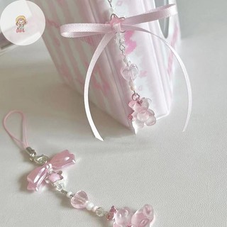 Twe Gấu Ngọt Nơ Hạt Quyến Rũ Dây Điện Thoại Dây Đeo Móc Khóa Treo Trang Trí Cho Túi Chìa Khóa Mặt Dây Chuyền VN
