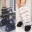 Woke Nữ Ruffle Ren Chân Ấm Hơn Dễ Thương Sheer Lưới Chân Tay Dài Đùi Cao Tất Baggy Còng Chân Bao Boot Tất