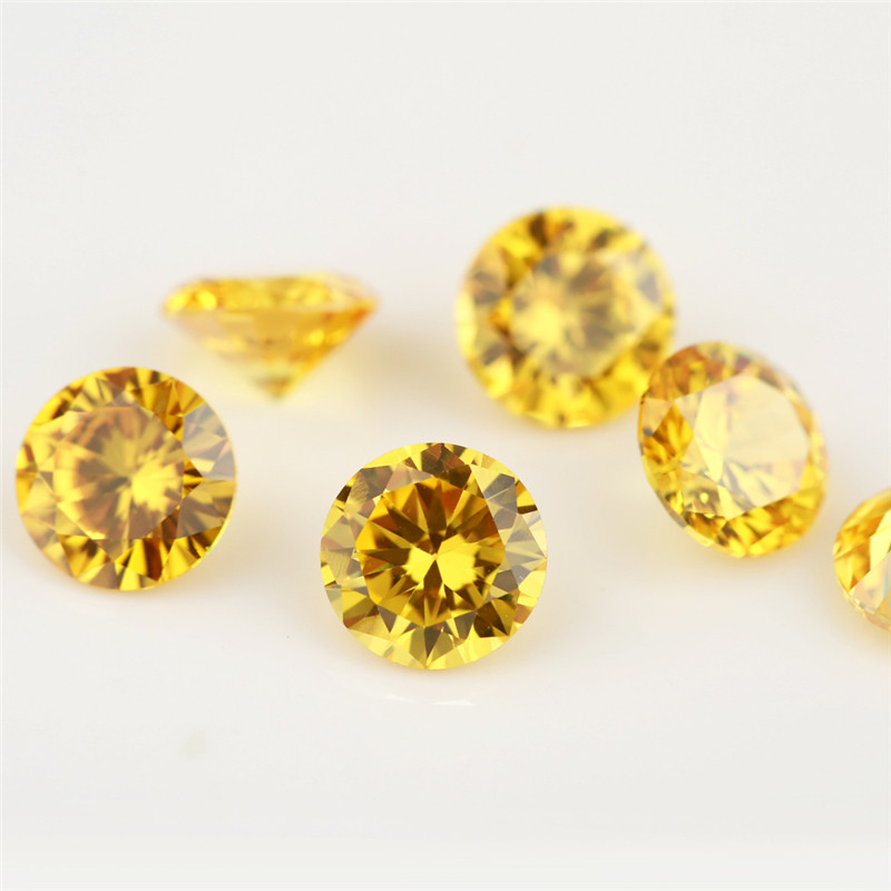 500 Chiếc 200 Chiếc Tròn Cắt Vàng Vàng Cubic Zirconia Đá Quý Tổng Hợp Kích Thước 0.8 Mm ~ 3.75 Mm 5A Rời CZ Đá Để Làm Đồ Trang Sức