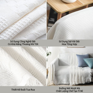 Khăn phủ sofa,Tấm trải ghế sofa cotton dệt 3D phong cách bắc Âu,Màu Sắc Đơn,Vải đàn hồi chống bụi chống trơn trượt