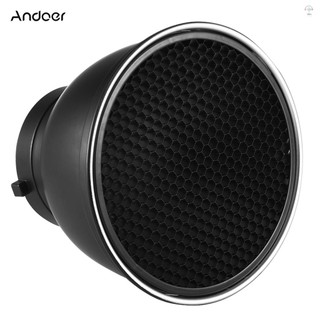 Đĩa bóng đèn khuếch tán phản quang tiêu chuẩn Andoer 7 Inch với 60° Lưới tổ ong cho Bowen Mount Studio nhấp nháy Đèn Flash Speedlite
