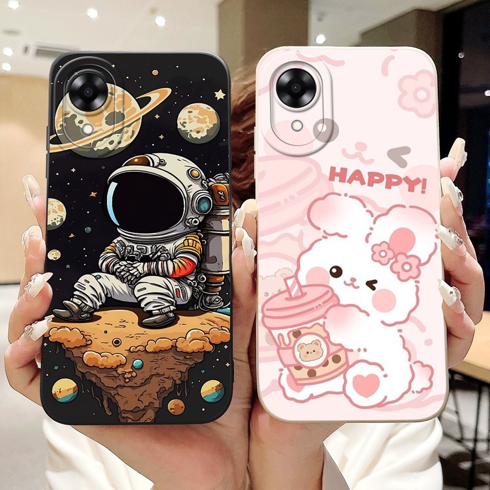 Ốp lưng Oppo A17k Mèo Gấu Trúc Thỏ Thời Trang Hoa Tình Yêu Ốp Lưng Oppo A17k CPH2471 Vỏ Điện Thoại Thẩm Mỹ