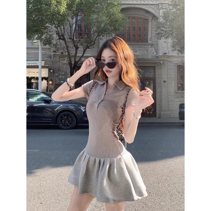Váy POLO Váy xòe cơ bản Váy bó sát Váy thời trang tay ngắn Váy dự tiệc hoặc thường ngàyVáy Nữ