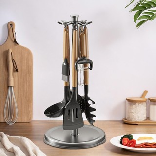 Đế Dụng Cụ Nhà Bếp Xoay 360 Độ Nhà Bếp Flatware Người Tổ Chức Giá Đỡ Xoay Đồ Dùng Nấu Ăn Có Thể Xoay Được Với 8 Móc shopidaevn