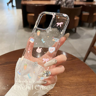Ins Hàn Quốc Dễ Thương Girlish Dopamine Nơ Động Vật Bling Vỏ Cho iPhone 11 16 16E 15 14 13 12 Pro Xs Max XR X 7 8 Plus SE TPU Mềm HD Vỏ Điện Thoại Trong Suốt Bảo Vệ Lấp Lánh Vỏ