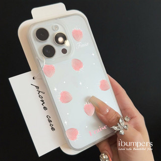 ibumpers Ốp Điện Thoại iPhone Fresh Dreamy Dâu Họa Tiết Ốp Lưng Trong Suốt Nhám Mờ Chống Bẩn Chống Sốc Cho IPhone 16 15 14 12 13 11 Pro Max IP 7 8 Plus X XS XR