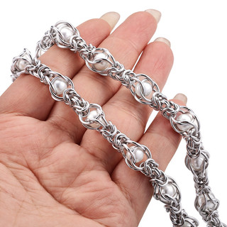 Dây chuyền thép không gỉ với ngọc trai tự làm Trang sức Chuỗi thủ công Vòng cổ Phụ kiện vòng tay