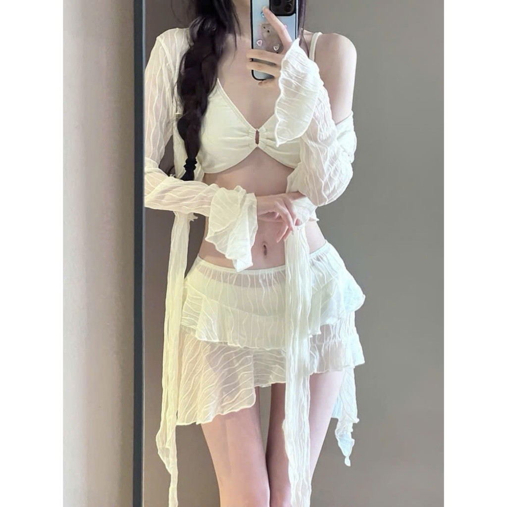 Set bộ đồ bơi bikini 4 chi tiết kèm chân váy ren sexy gợi cảm xu hướng hottrend XIMI BKN58