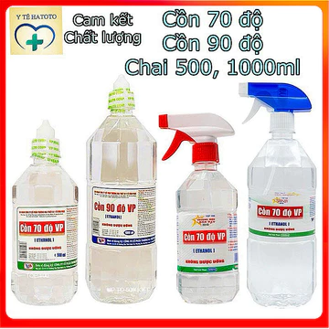 Chai lớn Cồn 70 độ, Cồn 90 độ Vĩnh Phúc Sát Trùng Diệt Khuẩn Chai 500ml, 1000ml có đầu xịt tiện lợi