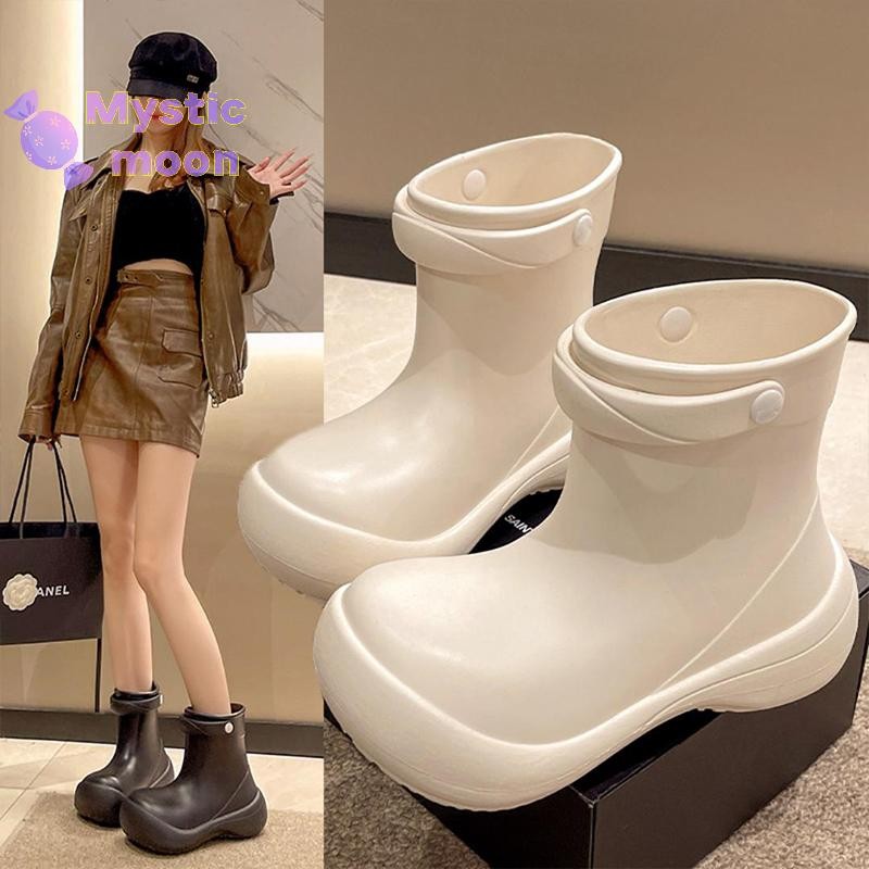 [Mystic] Giày đi mưa dài vừa phải dành cho nữ Giày đi mưa đế dày thời trang ngoài trời dành cho nữ Giày đi mưa đế dày chống trượt dành cho người lớn Giày đi mưa đế mềm chống mài mòn [Mới]