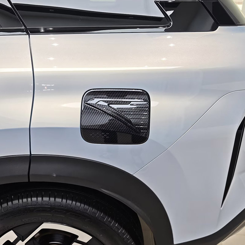 Nắp bình xăng ô tô Vỏ trang trí cho CHERY Jaecoo J7 / J7 PHEV 2026 2025 2023 ~ Hiện tại Nhựa mạ Chrome Họa tiết sợi Carbon ô tô Sửa đổi ngoại thất Phụ kiện các bộ phận