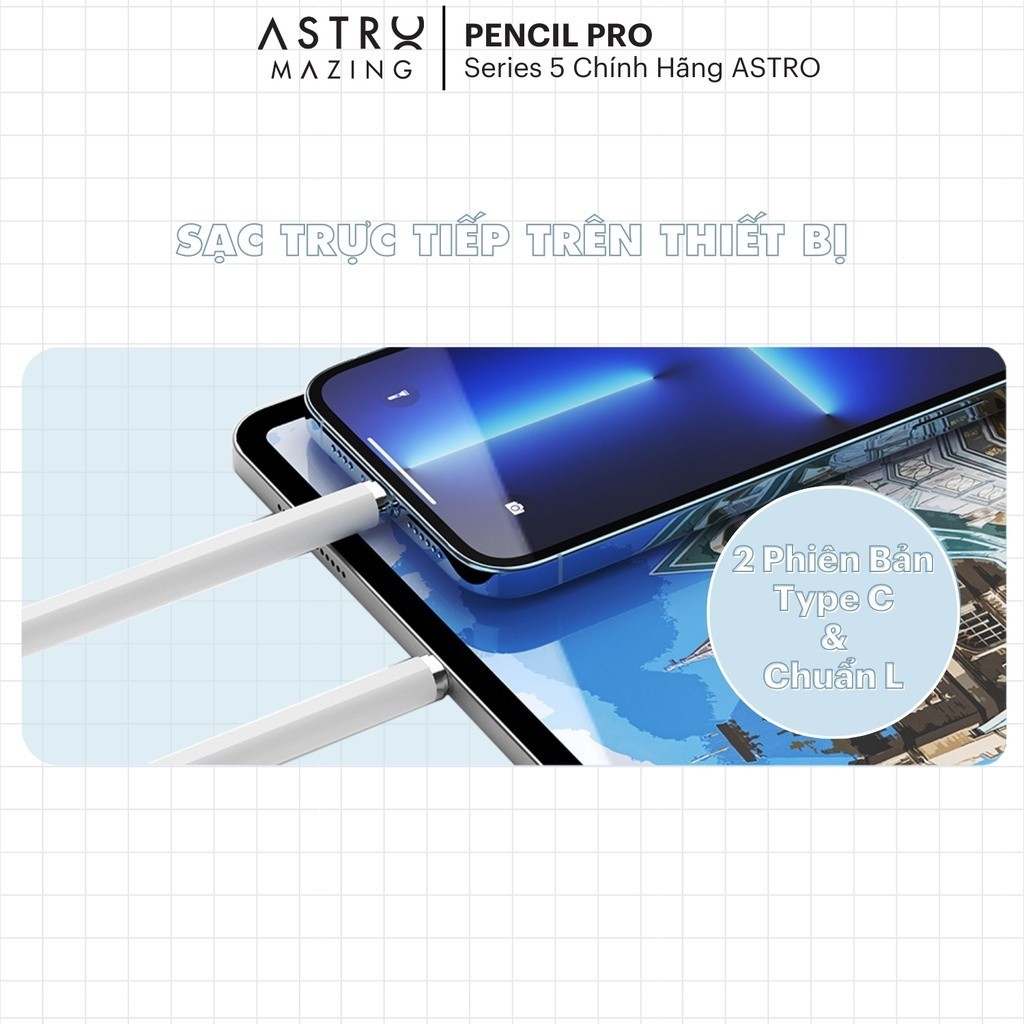 Ảnh Bút Stylus AstroMazing Pencil Pro 6 chống chạm nhầm vẽ nét thanh đậm cho iPad 3