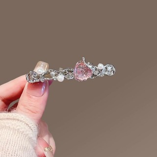 MAUROPOLI Kẹp Tóc Nữ Bột Đá Dâu Kim Loại Phong Cách Mới Ngọt Ngào Dễ Thương, Mỏ Vịt Gãy Tóc, Trái Tim