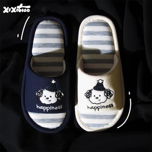 Dép Vải Lanh Cotton Tắt Tiếng Giày Đế Mềm Nhật Bản ins Puppy Bốn Mùa Dép Lanh Đa Năng Dép Đi Trong Nhà Dép Trong Nhà Hút Mồ Hôi Hộ Gia Đình