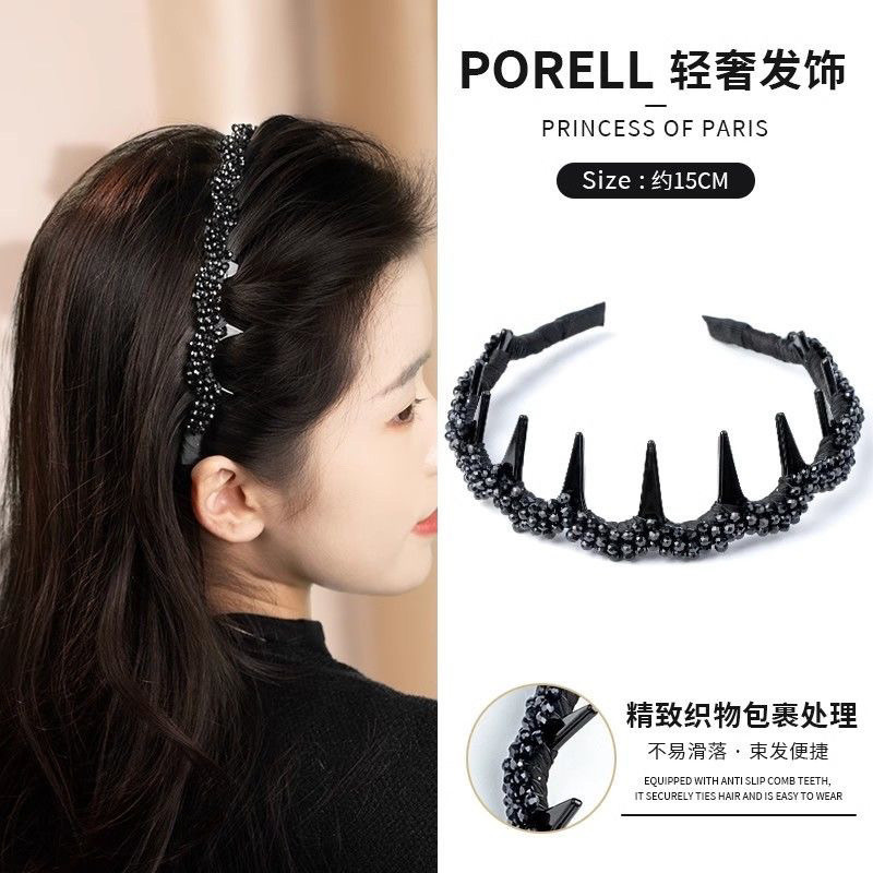 ✨Dây Buộc Tóc Tiện Lợi Paris Công Chúa Louis Băng Đô Ánh Sáng Sang Trọng Tính Khí Kim Cương Giả Hương Thơm Tay Đính Hạt FB1170 Băng Đô 25.4.1