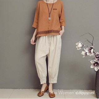 Hàng sẵn, áo blouse barong hiện đại lấy cảm hứng từ châu Á cho phụ nữ, áo blouse cotton và lanh cho phụ nữ kích cỡ lớn, áo sơ mi tay ba phần tư mùa hè