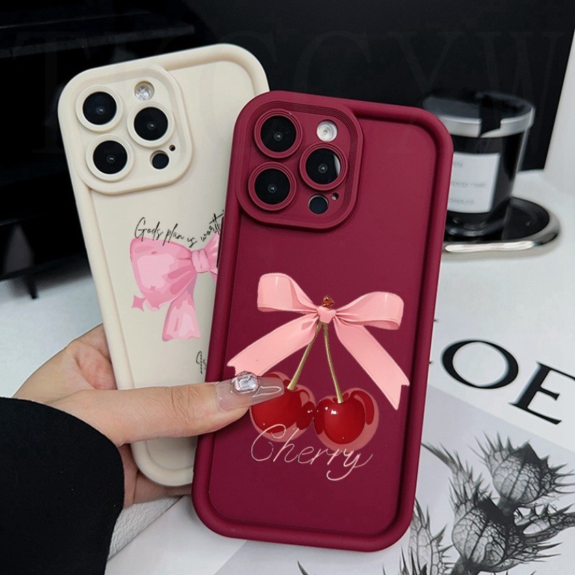 Ốp Silicon Nơ Màu Hồng Anh Đào Cho Realme GT Master Edition Q3 Pro Carnival GT Neo 5 SE 2T Q3S Narzo 50A 50i Prime Mềm Chống Sốc