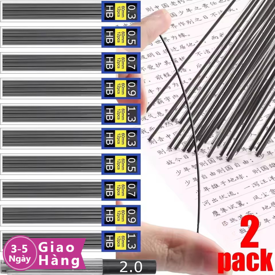 [Giao hàng trong 3-5 ng y] 1 / 2 Gói Chì Bút Chì Nhựa Không Thà Phá Vỡ 2.0mm | Lõi than chì HB  nhạy cao | Và nhựa 95mm dùng đồ vẽ kỹ thuật & sử dụng  trưng học