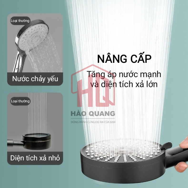 Vòi Sen Tắm Tăng Áp 5 Chế Độ | Đầu Sen Cỡ Lớn 12cm – Áp Lực Mạnh, Phun Siêu Mịn (VS2)
