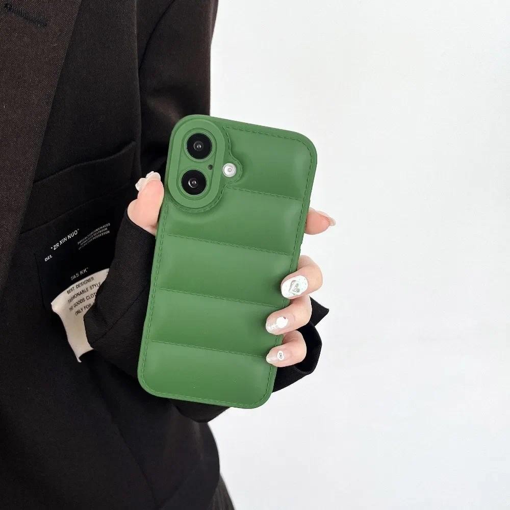 Ốp Điện Thoại Phong Cách Áo Khoác Puffer Down Cho iPhone 16 Pro Max 15 14 Plus 13 12 11 Vỏ TPU Mềm Chống Thấm Nước Mặt Sau Bảo Vệ