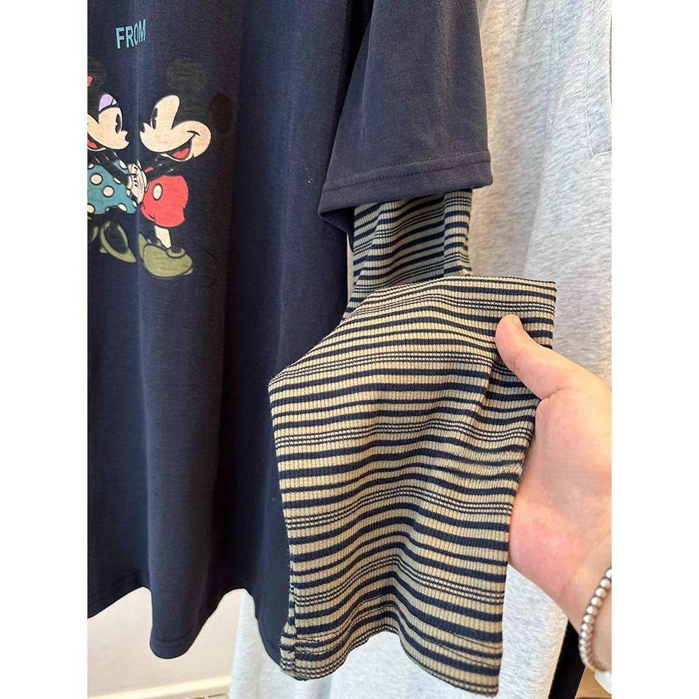 Áo phông ghép đôi dài tay kẻ sọc giả Size Lớn Hàn Quốc Milyfashion áo tôn dáng gầy rộng rãi mùa thu cho nữ