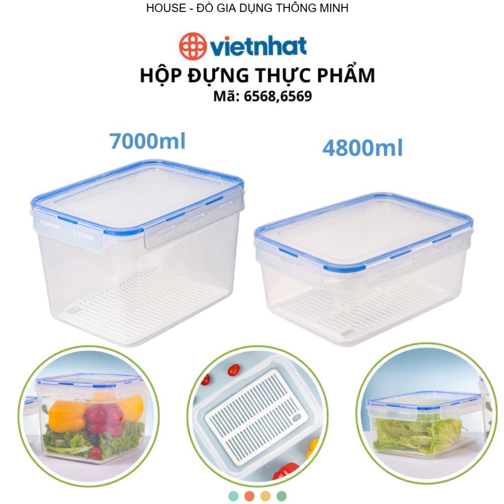 Hộp Đựng Thực Phẩm Chữ Nhật Dung Tích 4,8L & 7L Chính Hãng VIỆT NHẬT