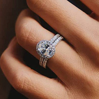 Bộ 2 Mảnh Bạc S925 Nhẫn Zircon Trang Sức Thời Trang Đơn Giản Quà Tặng Nữ