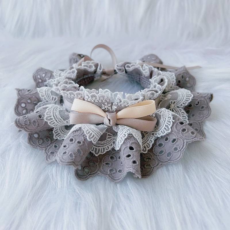 【Ready Stock】 Cat Dog Saliva Towel Pet Scarf Scarf Ins Style Bow Tie Photo Cute Jewelry Lace Bib Props mHtI